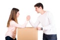 Arm wrestling couple Royalty Free Stock Photo