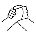 Arm wrestling hands icon, outline style
