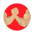 Arm wrestling hands round icon. vector illustration Royalty Free Stock Photo