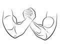 Arm wrestling hands vector illustration