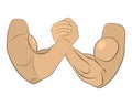 Arm wrestling hands vector illustration