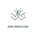 Arm wrestling line icon, vector. Arm wrestling outline sign, concept symbol, flat illustration Royalty Free Stock Photo