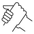 Arm wrestling partner icon, outline style