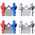 Arm wrestling of strong bald bodybuilder man