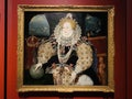 The Armada Portrait of Elizabeth I of England exhibited at the Queen`s House near London 2020 Royalty Free Stock Photo