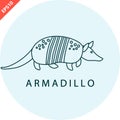 armadillo animal design icon flat vector isolated illustration template sign on blue Royalty Free Stock Photo