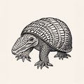 Armadillo - A Black And White Drawing Of A Large Animal Royalty Free Stock Photo