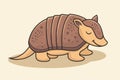 Armadillo Cartoon Walking Isolated Vector