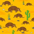 Armadillo pattern seamless. Animal armor-clad background. Baby fabric ornament Royalty Free Stock Photo