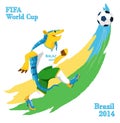 Armadillo playing football. FIFA World Cup mascot