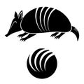 Armadillo Silhouette Icon Isolated on White Background. Wild Animal Symbol