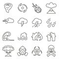 Armageddon or Disaster Icons Thin Line Vector Illustration Set