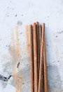 Armature rusty rods for building a house in a house under construction Royalty Free Stock Photo