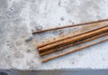 Armature rusty rods for building a house in a house under construction Royalty Free Stock Photo
