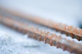 Armature rusty rods for building a house in a house under construction Royalty Free Stock Photo