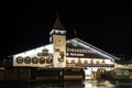 Armbrustschuetzenzelt at Oktoberfest during night in Munich, Ge