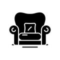 Armchair black icon, concept illustration, vector flat symbol, glyph sign. Royalty Free Stock Photo