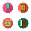 Armchair, cabinet, bedside, table .Furniture and home interiorset collection icons in flat style vector symbol stock