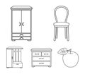 Armchair, cabinet, bedside, table .Furniture and home interiorset collection icons in outline style vector symbol stock