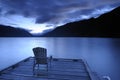 Armchair on a deck at dusk