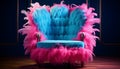 Armchair decorated with feathers
