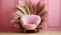 Armchair decorated with feathers