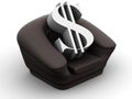 Armchair with dollar Royalty Free Stock Photo