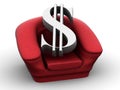 Armchair with dollar Royalty Free Stock Photo