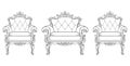 Armchair and dressing table with luxurious ornaments. Vector French Luxury rich intricate structure. Victorian Royal Style decors