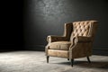 Armchair in empty dark wall background 3D rendering Royalty Free Stock Photo