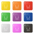 Armchair icon set 9 color isolated on white. Collection of glossy square colorful buttons with armchair. Vector illustration for Royalty Free Stock Photo