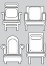 Armchair icons isolated on gray