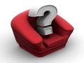 Armchair with question. Vacancy. 3d