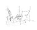 Armchair sketch. hand drawn chair.