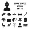 Armchair, slippers, tonometer and other attributes of old age.Old age set collection icons in black style vector symbol Royalty Free Stock Photo