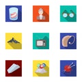 Armchair, slippers, tonometer and other attributes of old age.Old age set collection icons in flat style vector symbol