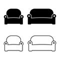 Armchair and sofa, flat and outline design. Vector illustration Royalty Free Stock Photo