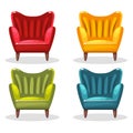 Armchair soft colorful homemade, set 3 Royalty Free Stock Photo