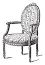 Armchair upholstered in chintz, vintage engraving