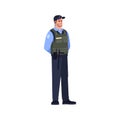 Armed cop semi flat RGB color vector illustration Royalty Free Stock Photo