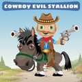 Armed cowboy for an evil stallion Royalty Free Stock Photo