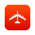 Armed fighter jet icon digital red