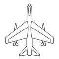 Armed fighter jet icon, outline style