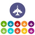 Armed fighter jet set icons Royalty Free Stock Photo