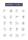 Armed force line vector icons and signs. Armies, Troops, Warriors, Soldiers, Regiment, Battalion, Brigades, Navy outline