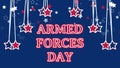 armed forces day greeting word in Swinging star background and floating star