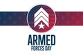 Armed Forces Day. Holiday concept. Template for background, banner, card, poster with text inscription. Vector EPS10