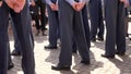 Armed Forces Day Parade of Troops standing on market square in Northampton on 29 June 2019 Royalty Free Stock Photo