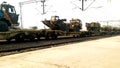 Armed forces of India, large-scale military exercises. Cargo train carrying military