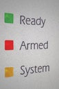 Armed home security alarm system panel macro Royalty Free Stock Photo
